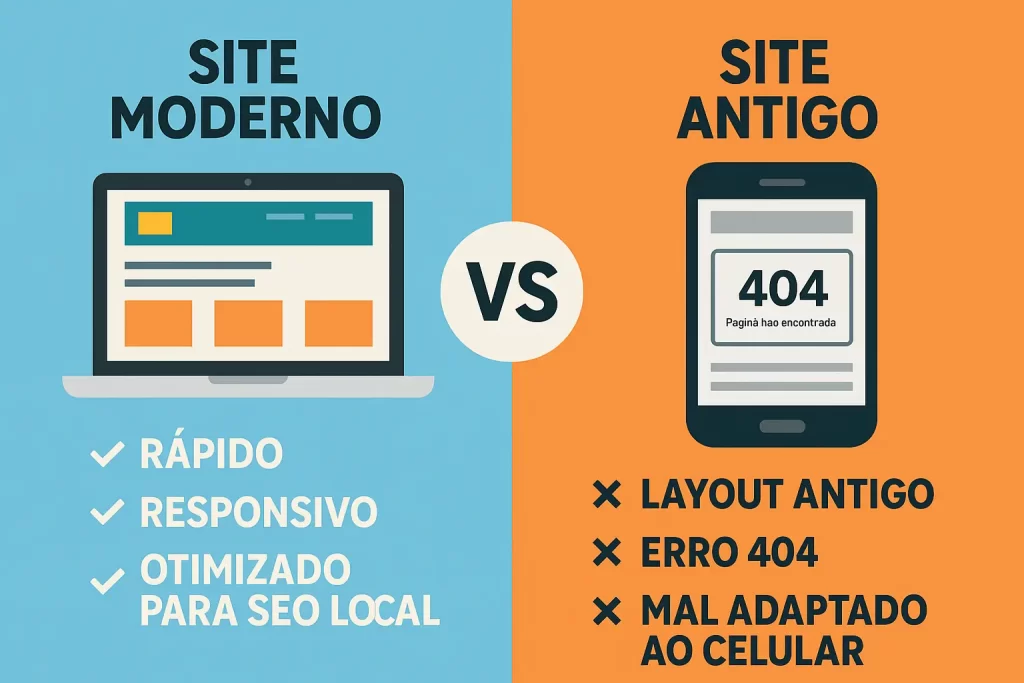 Comparação entre site otimizado e site desatualizado