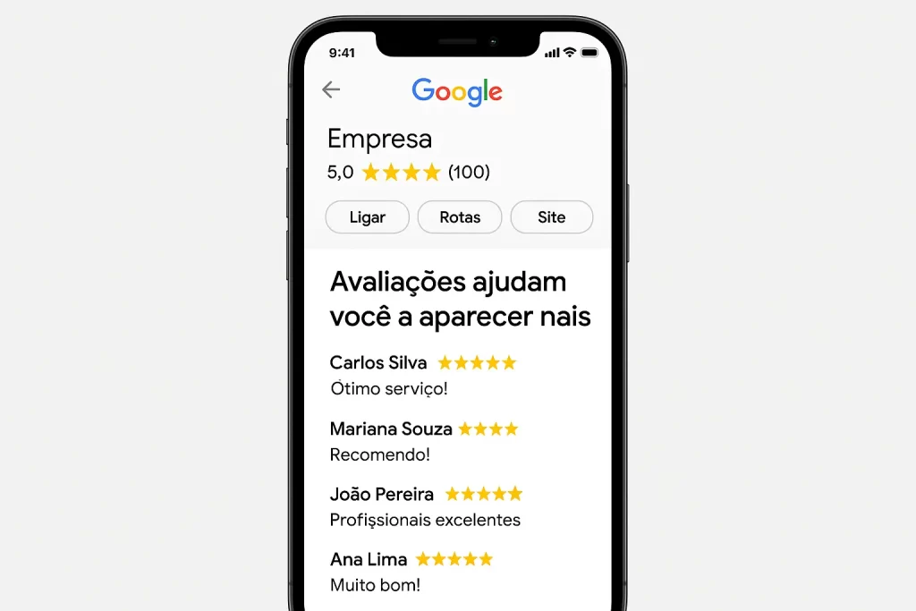 Avaliações 5 estrelas ajudam a empresa a aparecer no Google