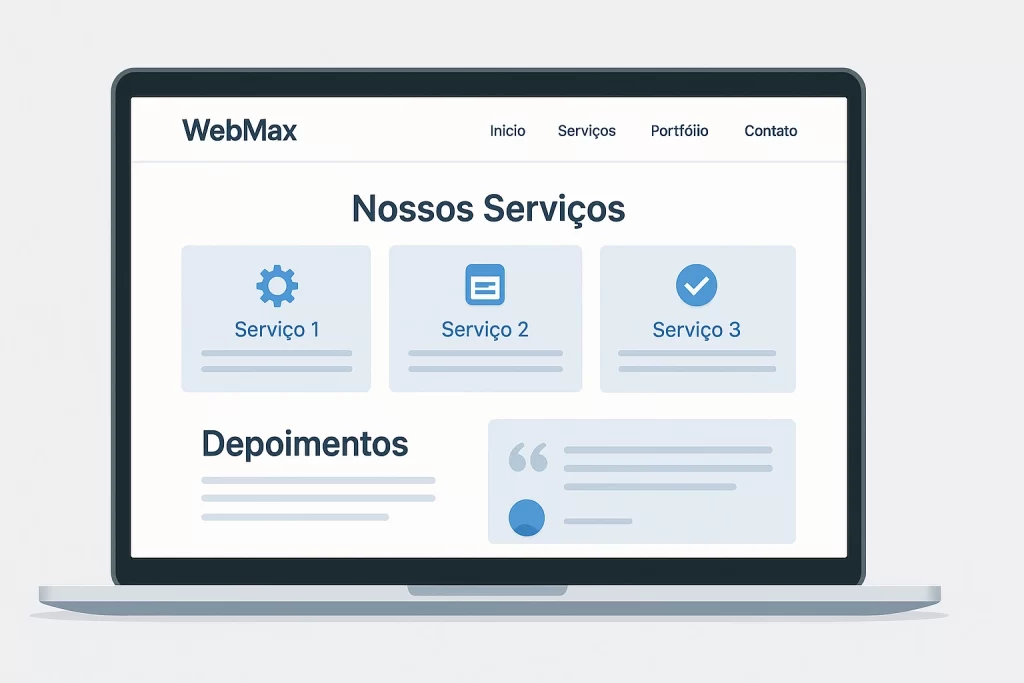monitor exibindo site profissional para gerar vendas com menu intuitivo e estrutura clara