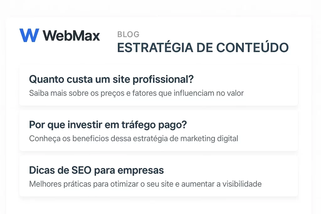 layout de blog em site profissional para gerar vendas com artigos organizados e títulos claros