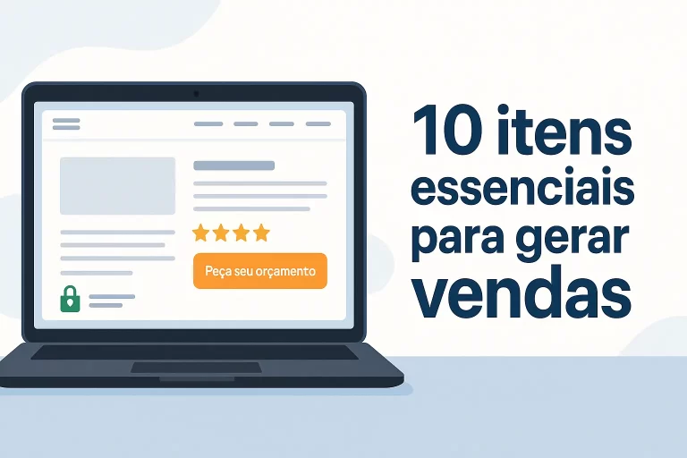 imagem de destaque com notebook mostrando site profissional responsivo e texto 10 itens essenciais para gerar vendas