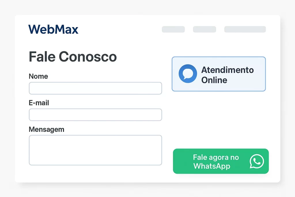 layout de site profissional para gerar vendas com botão do WhatsApp, formulário e chat online